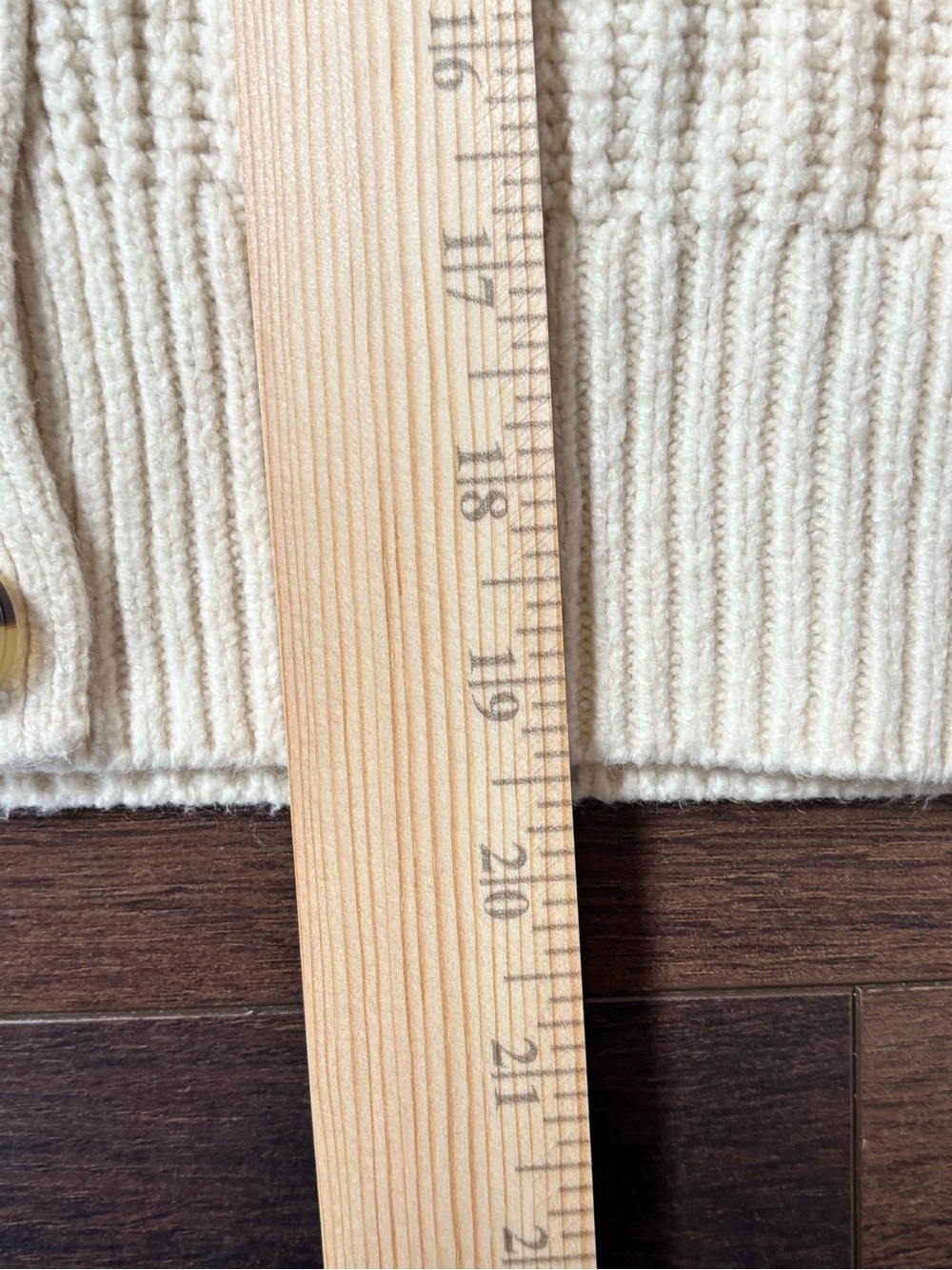 GAP Petite Small Cream Ribbed Puff Sleeve Cardigan - Picture 6 of 7